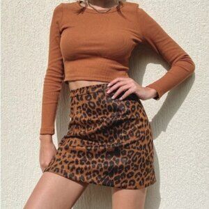 boho Leopard Print Mini Skirt